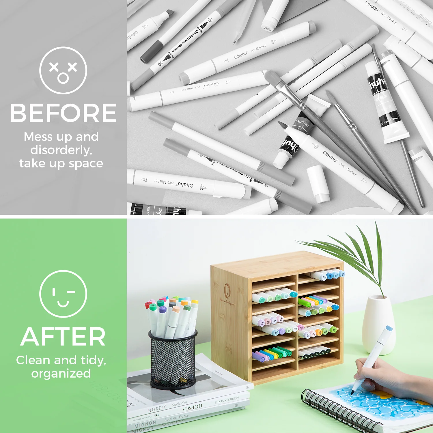 Ohuhu Bamboo Marker Organizer - Image 6