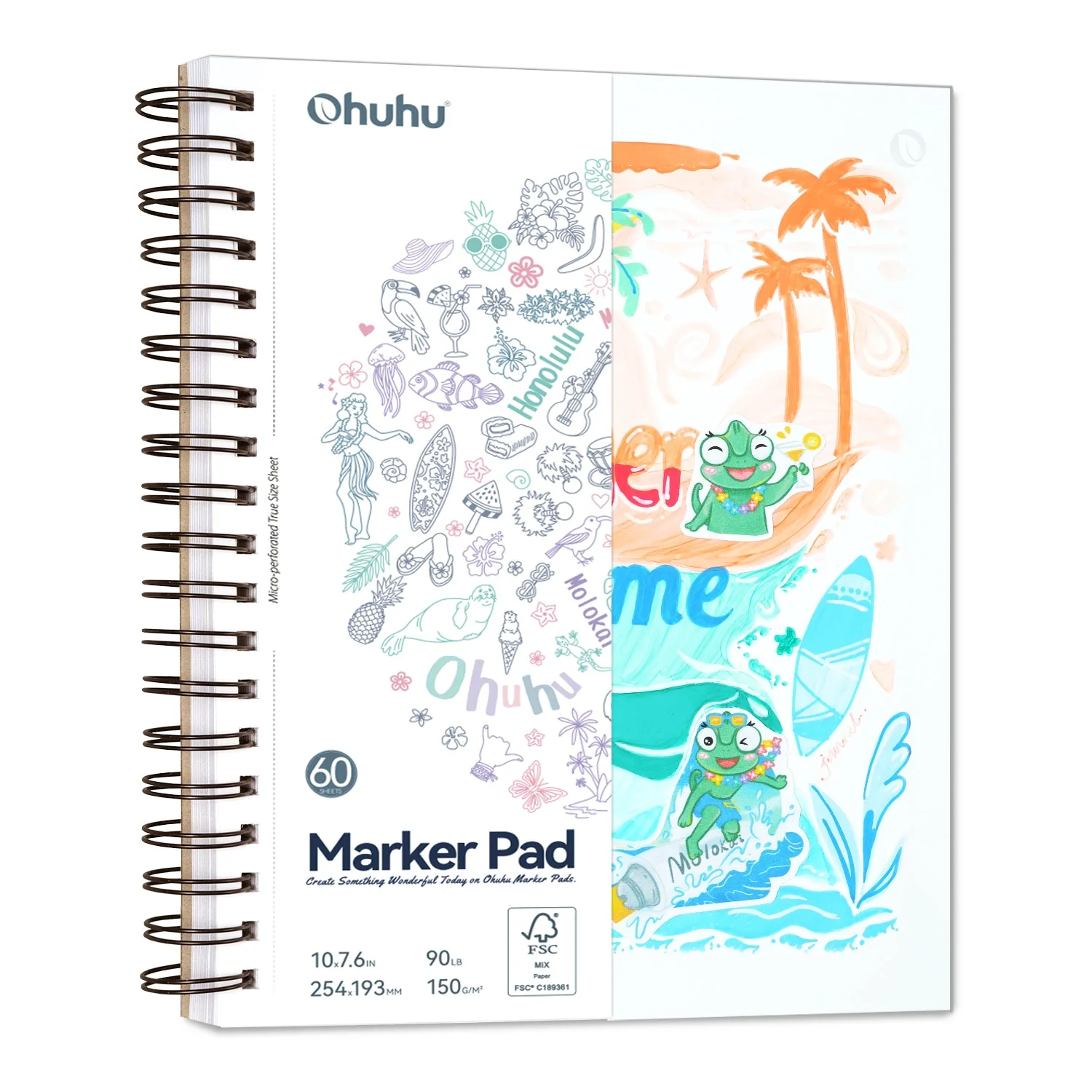Ohuhu Bleedproof Double-Sided Marker Pad, Spiral-Bound (Mexico Domestic Shipping) - Image 10