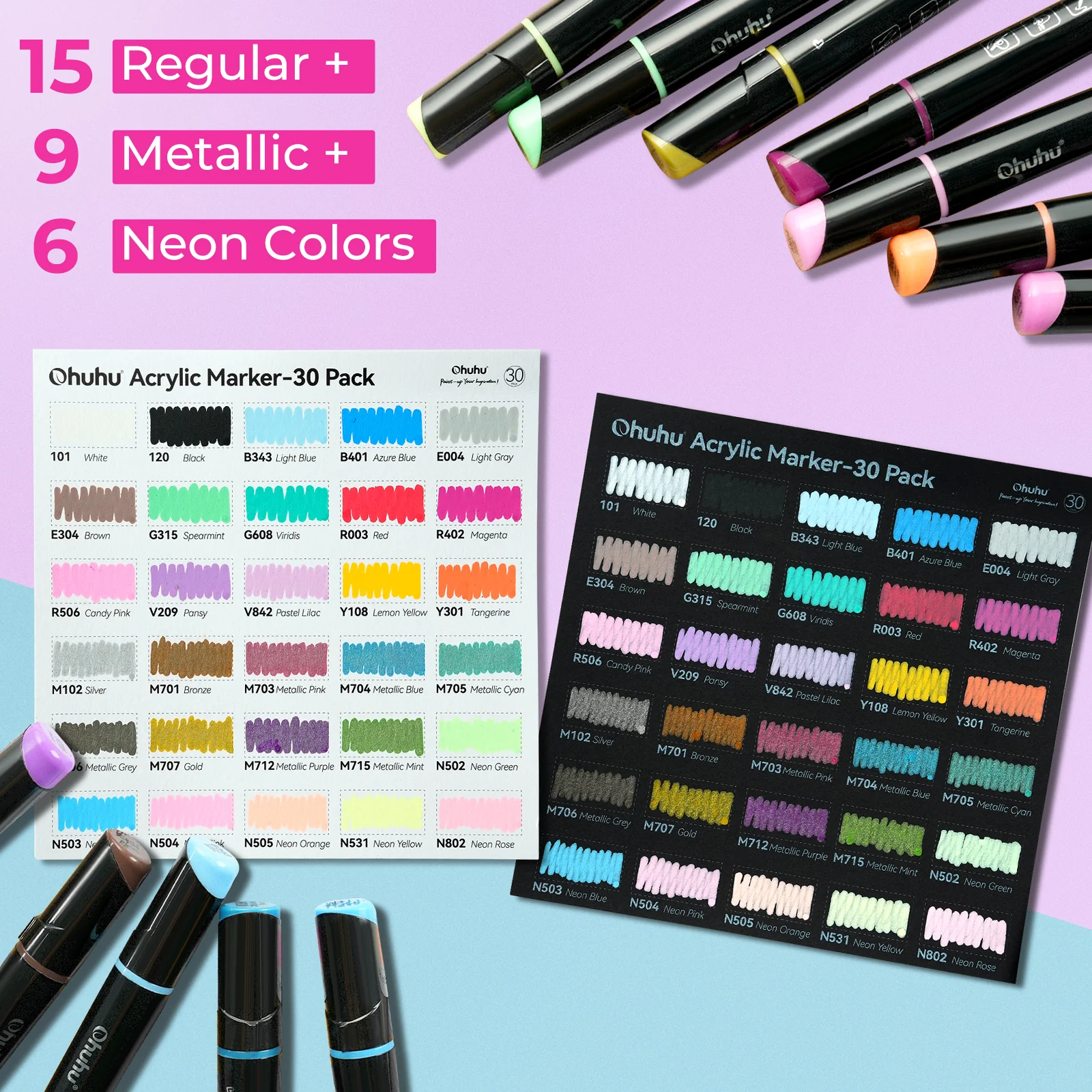 Ohuhu Dual Nib Waterproof Acrylic Pen 30 Colors (Mexico Domestic Shipping) - Image 8