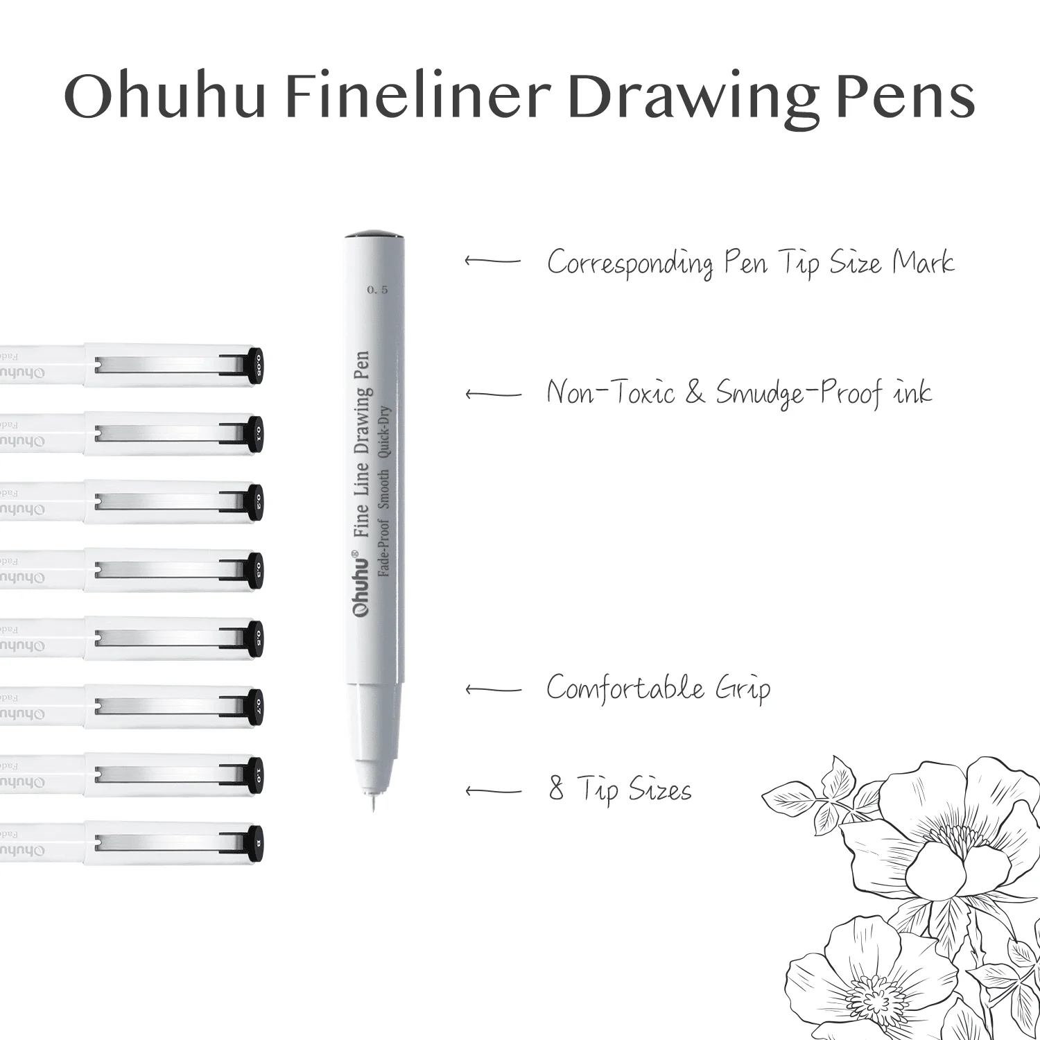 Ohuhu Fineliner Drawing Pen, 8 Pack (Mexico Domestic Shipping) - Image 2