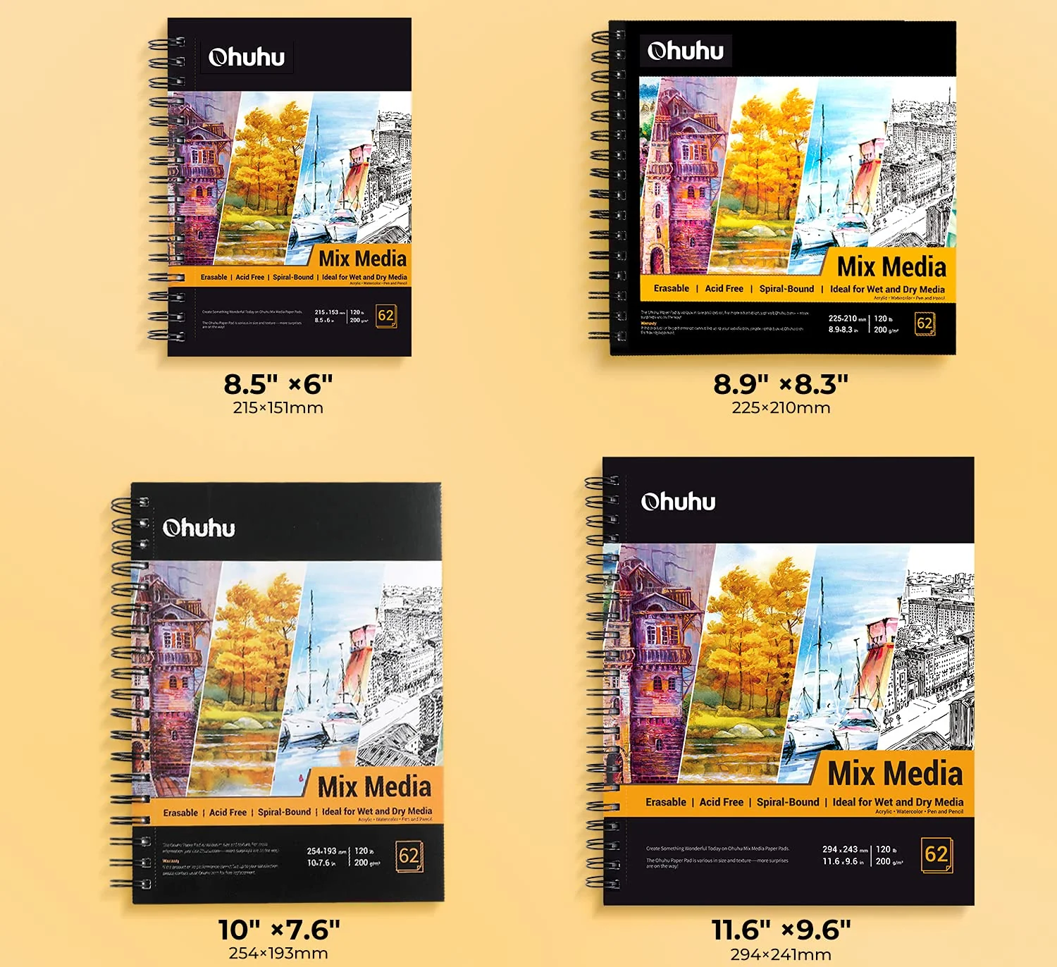 Ohuhu Spiral-Bound Mix Media Pad for Multiple Techniques (Canada Domestic Shipping) - Image 4