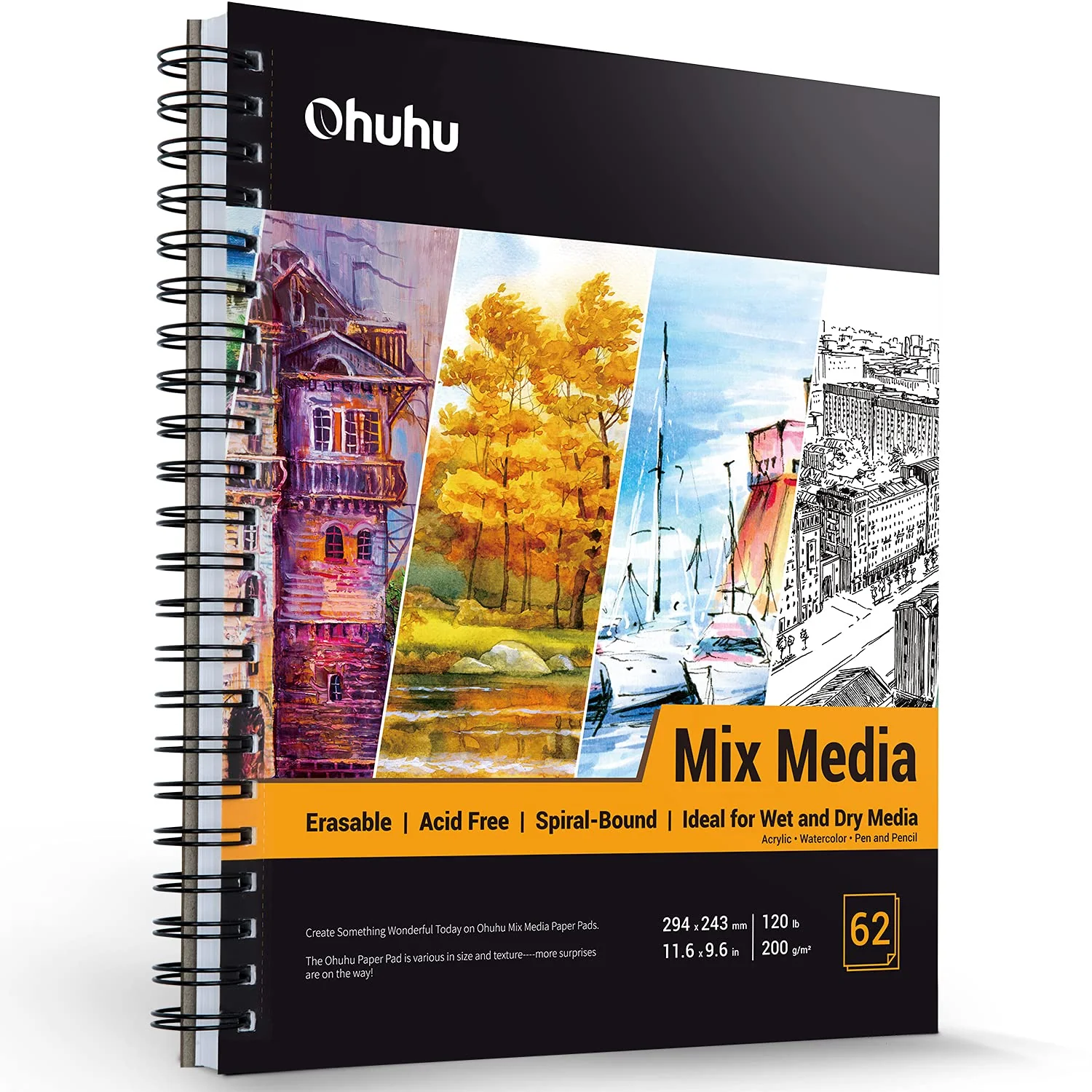 Ohuhu Spiral-Bound Mix Media Pad for Multiple Techniques (Europe Only) - Image 6