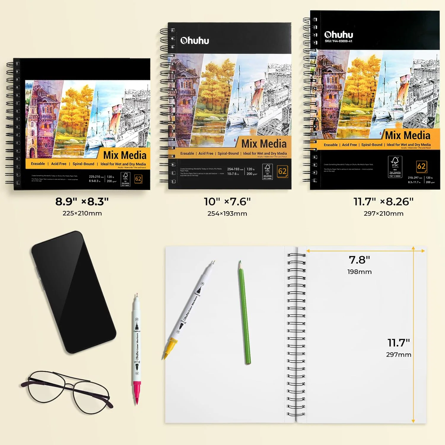 Ohuhu Spiral-Bound Mix Media Pad for Multiple Techniques (Mexico Domestic Shipping) - Image 12