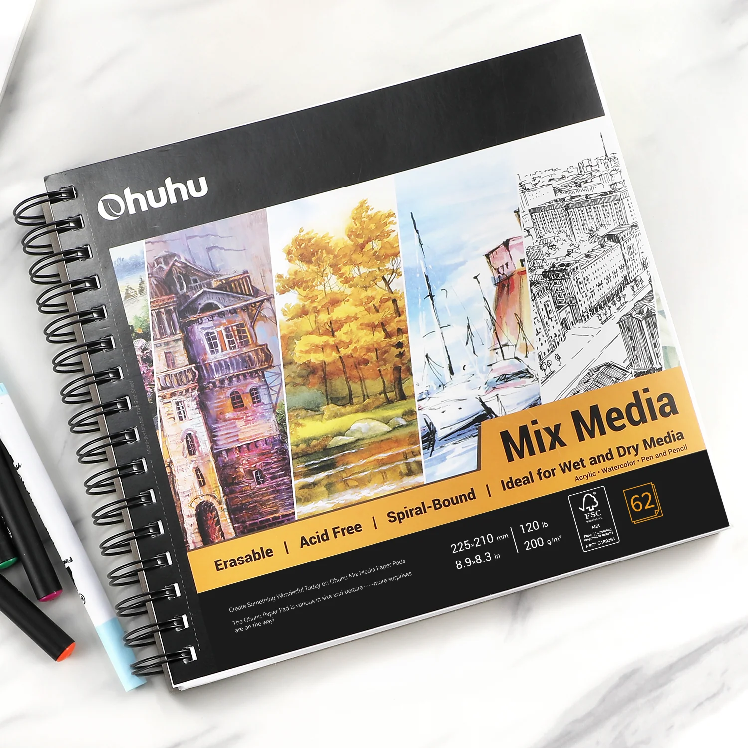 Ohuhu Spiral-Bound Mix Media Pad for Multiple Techniques (Mexico Domestic Shipping) - Image 14