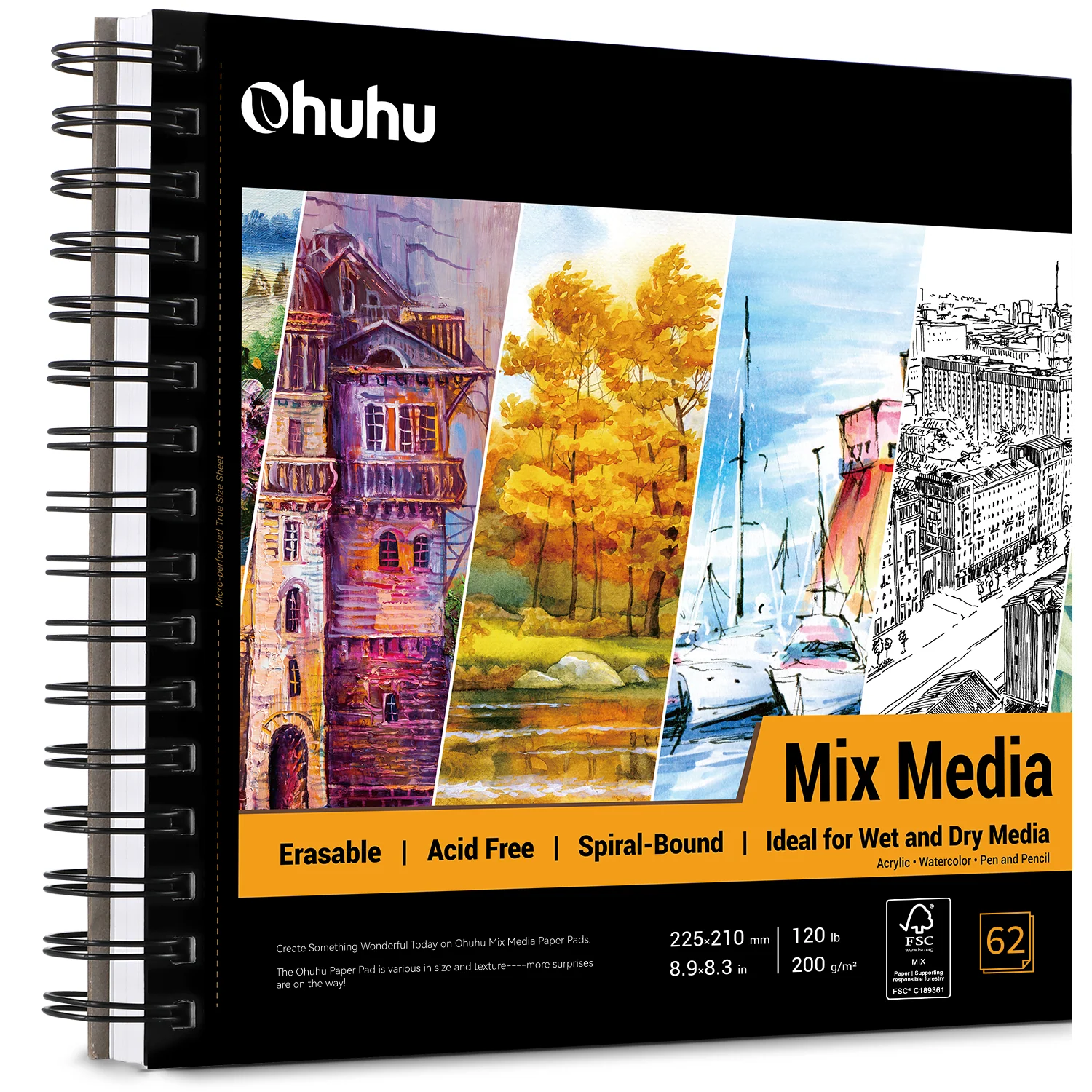 Ohuhu Spiral-Bound Mix Media Pad for Multiple Techniques (Mexico Domestic Shipping) - Image 15