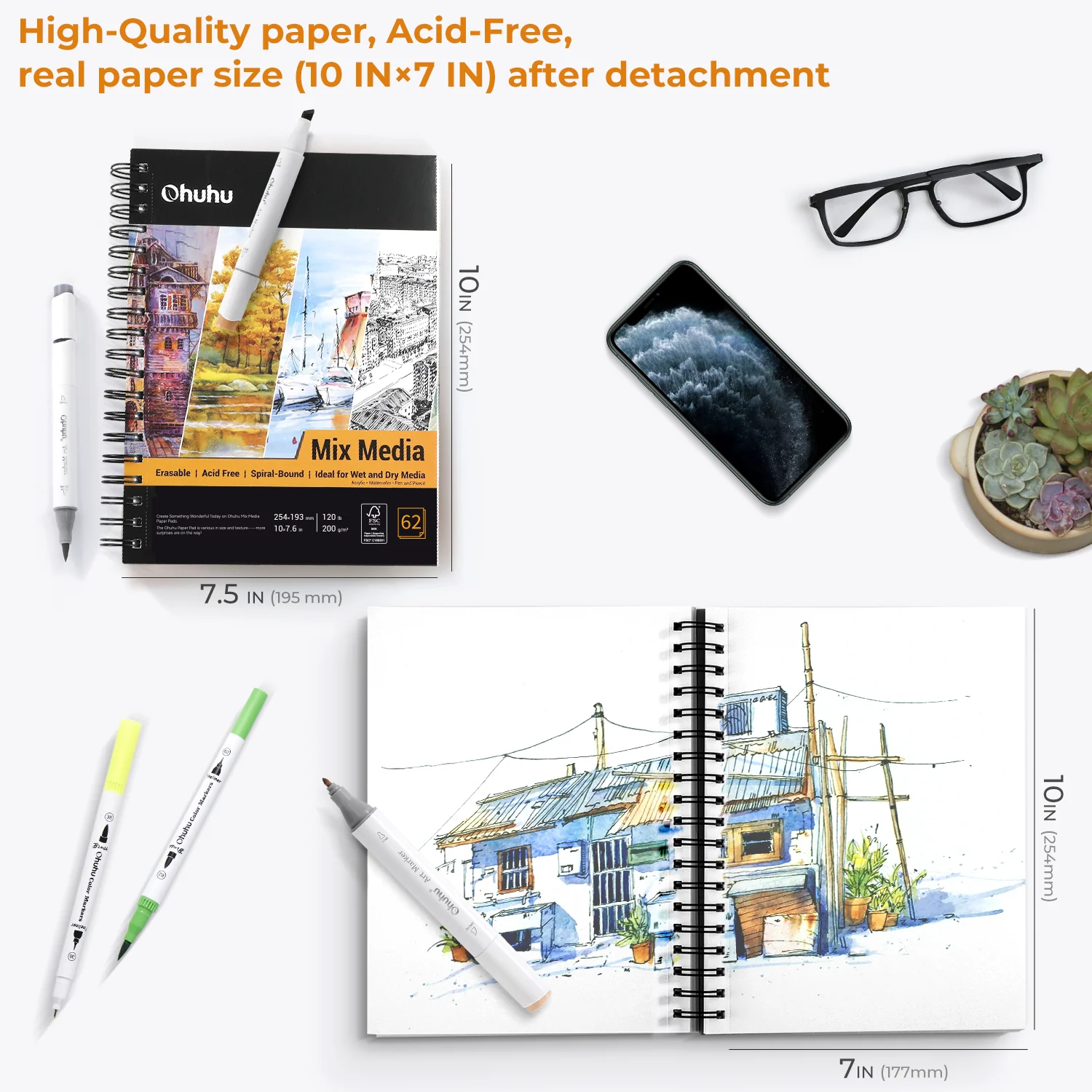 Ohuhu Spiral-Bound Mix Media Pad for Multiple Techniques (Europe Only) - Image 13