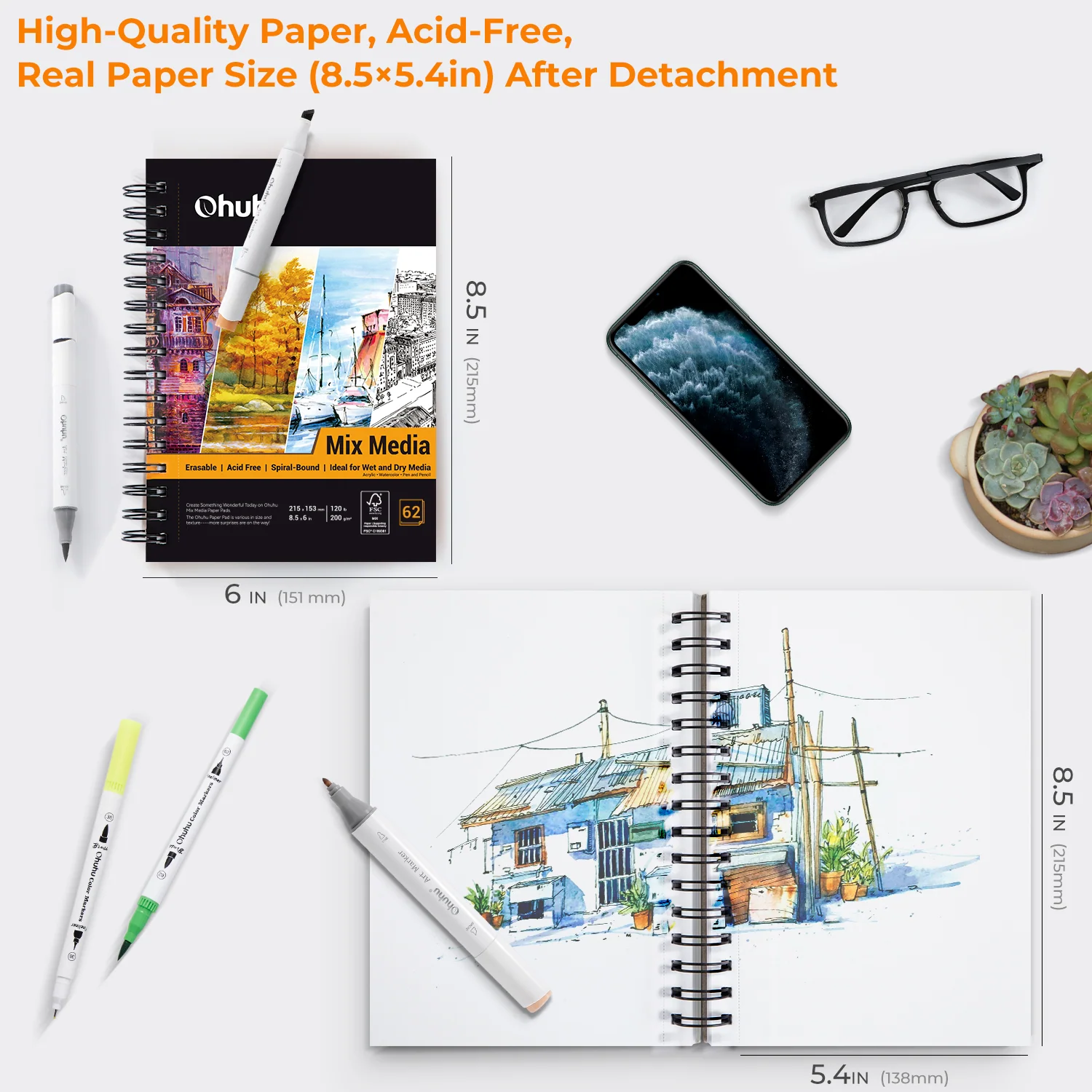 Ohuhu Spiral-Bound Mix Media Pad for Multiple Techniques (Mexico Domestic Shipping) - Image 22